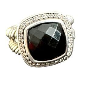 David Yurman Onyx & Diamond Albion Ring - Size 7
